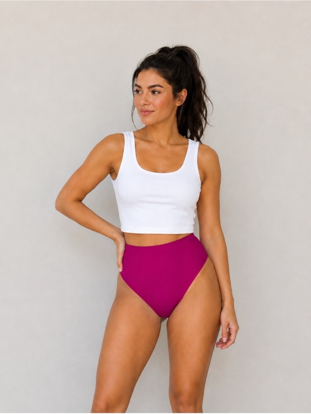 NWT J. Crew Hallie High Rise Full Coverage Bikini Bottom Radiant Fuchsia Size XS
